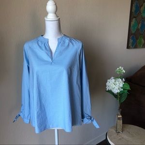 NWT Madewell Striped Tie-Sleeve Popover Blouse - L